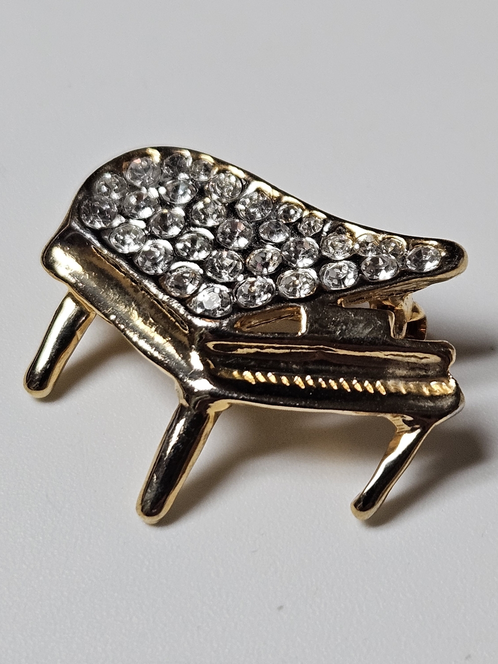 Gold-tone Crystal Piano Brooch - Women Jewelry Brooches